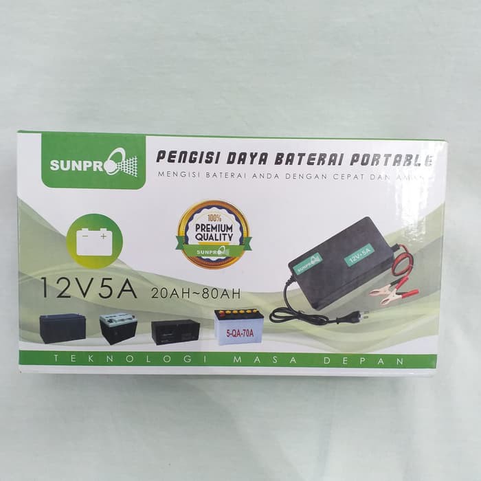 SUNPRO Battery Charger 5A DC12v/Alat cas aki mobil Motor