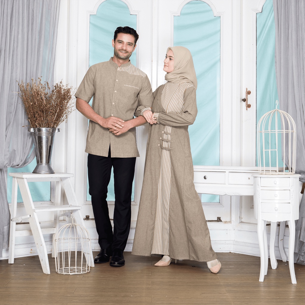 Rauna gamis couple pasangan suami istri  baju couple muslim lebaran gamis dress busui simple