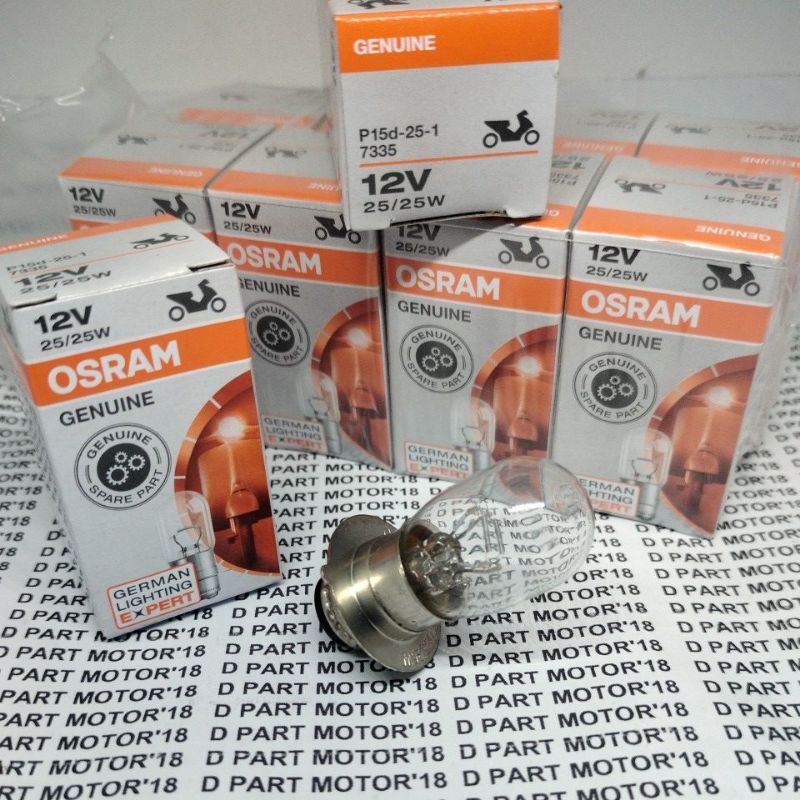 BOHLAM OSRAM ASLI LAMPU DEPAN MOTOR GRAND MIO F1ZR VEGA 12V 25W BEBEK MATIC