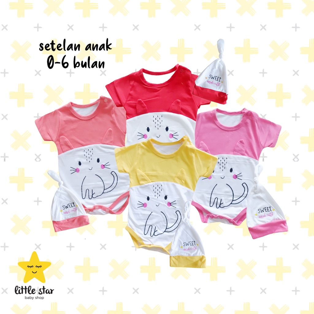 Jumper Topi Bayi Cewek | Setelan Bayi Cewek | Romper Baby Girl | Jumpsuit Bayi Perempuan