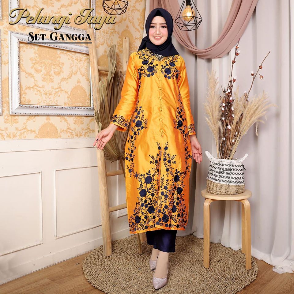 Set Gangga Abaya Taffeta Aneka Pilihan Warna