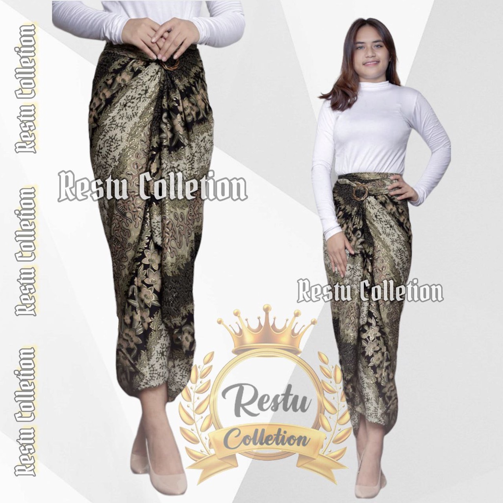 COD Restu Colletion Rok Lilit Songket Serut Batik Bawahan Kebaya Wisuda Kemeja Bloese Kondangan Nikahan Tunangan Wanita Allsize Bahan Satin HQ Premium Cerry Silver