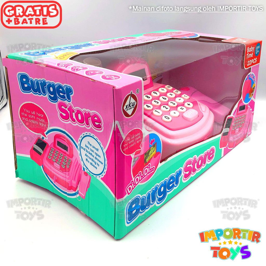 MAINAN KASIR PINK CEWEK ELEKTRIK BATRE SET IMPORTIR TOYS PINK