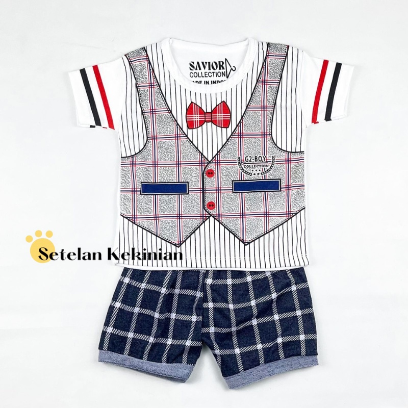 [SK] Setelan Anak Laki Laki 0-12bln Rompi Tuxedo Abu Abu Salur Jas Anak Kostum Newborn Vest Bayi Newborn Photoshoot