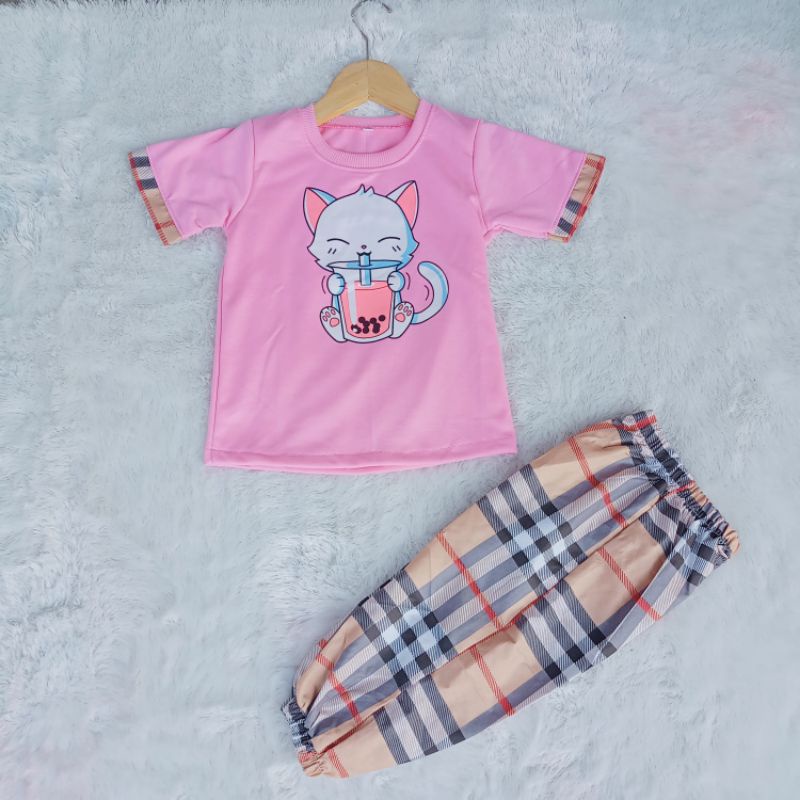 CAT BOBA Setelan Anak Boba Setcel Baju Anak Boba