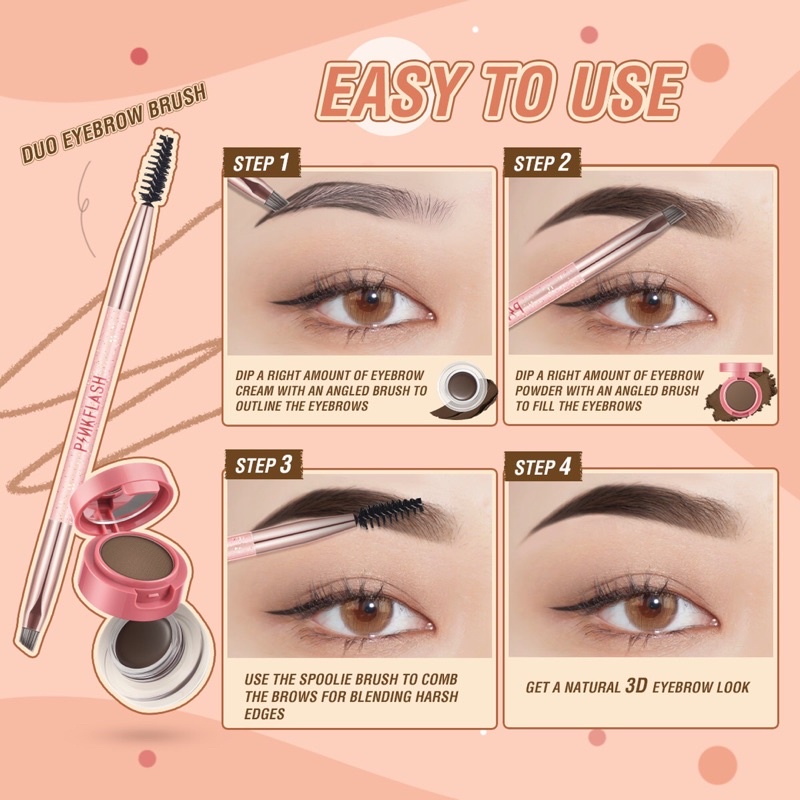 [BISA COD] Pinkflash 2in1 Duo Effect Eyebrow Cream &amp; Powder - Brow Cream Pinkflash - Brow Pomade Pinkflash - Brow Powder Pinkflash