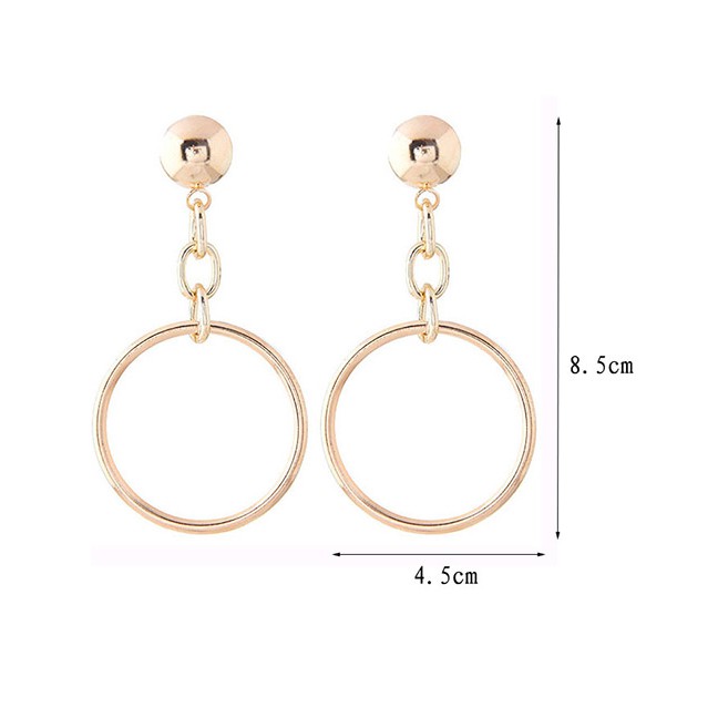 LRC Anting Tusuk Fashion Color Round Shape Decorated Earrings