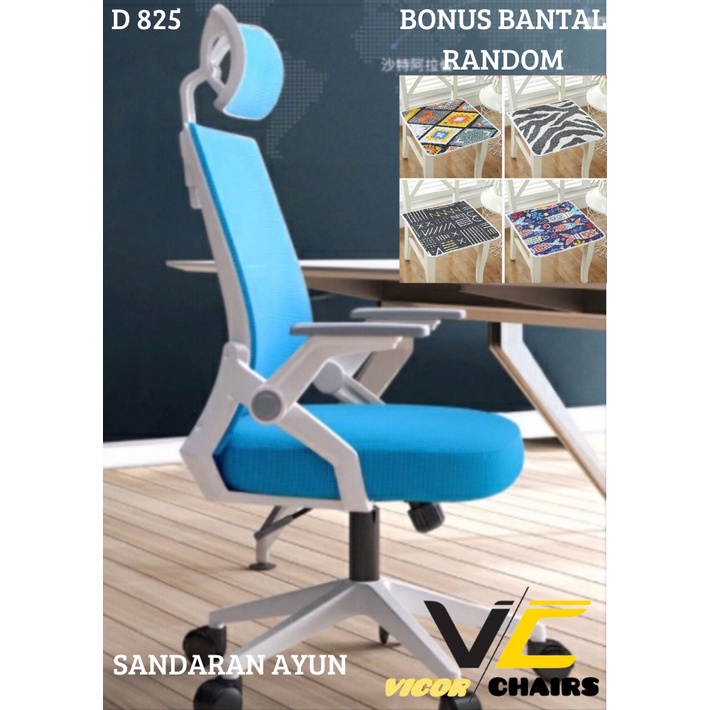 Kursi Kantor,Kursi Gamer,Kursi Sesuai Foto Iklan-D825 White Blue