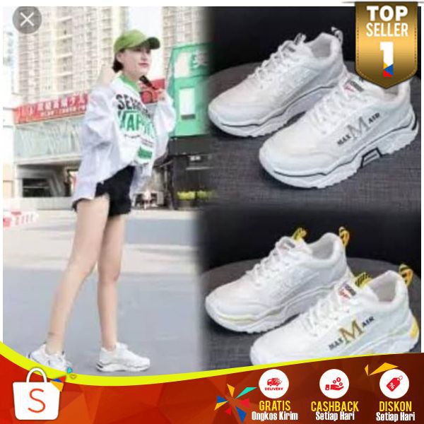 Sepatu Sneaker Tali Wanita Spatu Sneakers Kasual Cewek