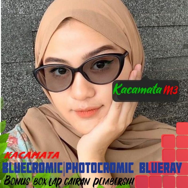 kacamata lensa bluecromic atau photocromic blueray bisa normal minus plus cilinder tergantung permintaan sampai minus 5 cyl 2 harga masih sama tulis saja pesanan kaka di catatan saat order free box lap cairan pembersih kacamata