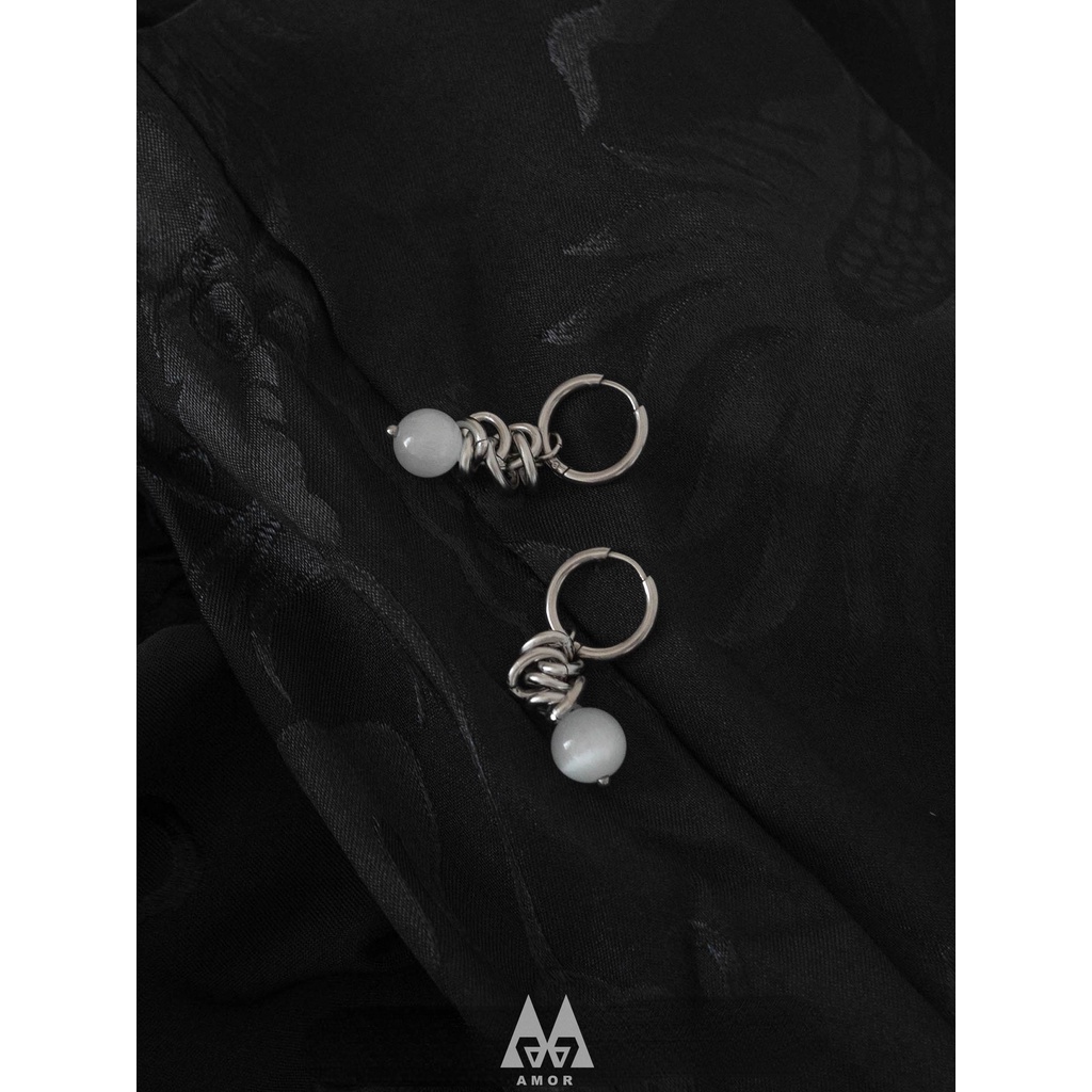 Anting Manik-Manik Batu Mata Kucing Gaya Cina national Untuk unisex