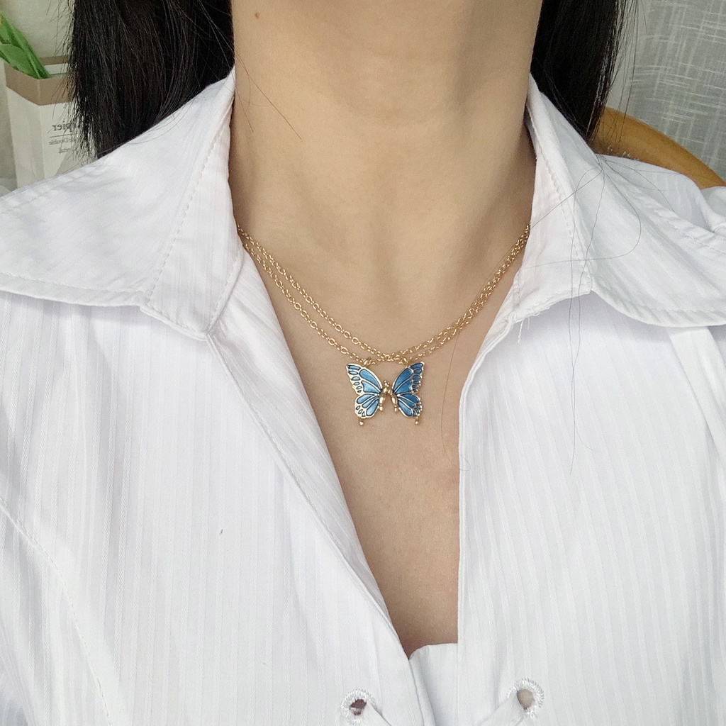 IFYOU Kalung Choker Desain Kupu-Kupu Warna-Warni Gaya Korea Untuk Wanita