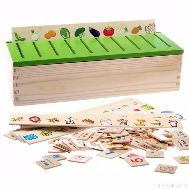 knowledge classification box puzzle montessori mainan anak bayi memory