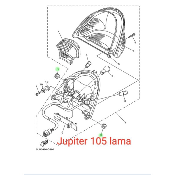 karet grommet gromet lampu belakang vega r new -  jupiter z 105 110 lama burhan original ygp