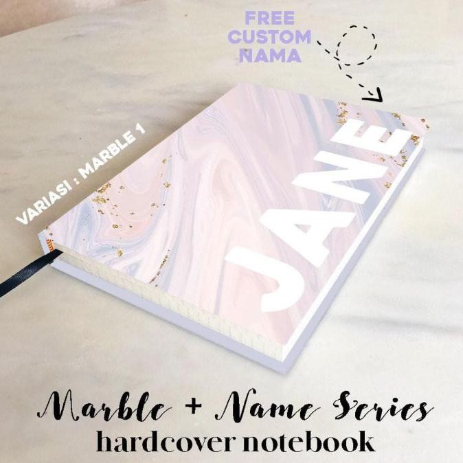 

Marble + Name Hardcover Aesthetic Notebook Buku Tulis A5/B5 Plain Grid Wildastore92
