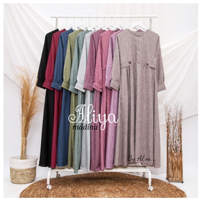 [COD]✅ Gamis Simpel Syari Aliya Bahan Katun Madinah Fashion Muslimah Dress Maxi Muslim Size S M L da