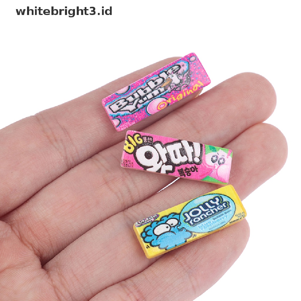 (whitebright3.id) 5pcs / Set Mainan Miniatur Permen / Snack Bahan Resin Untuk Dekorasi Rumah Boneka