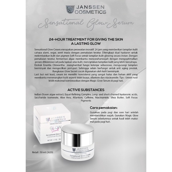 JANSSEN COSMETICS Glow Secrets Series | Serum | Cream | Cleanser