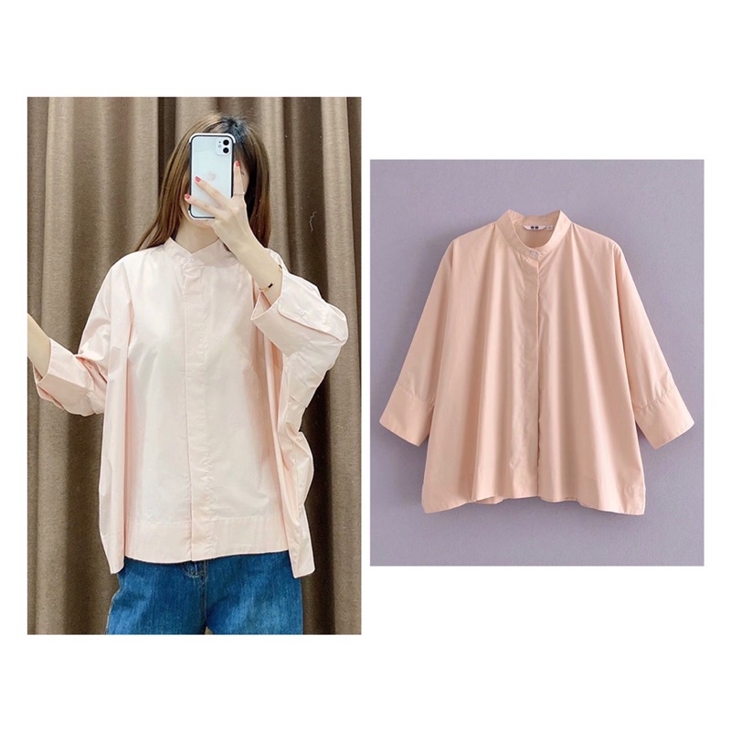 Atasan Wanita Blouse Loose Oversize Jumbo Polos Pink, Putih, Hitam