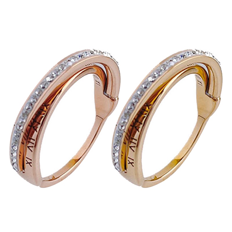 Cincin Titanium Steel Rose Gold 18k Hias Berlian Imitasi Untuk Wanita