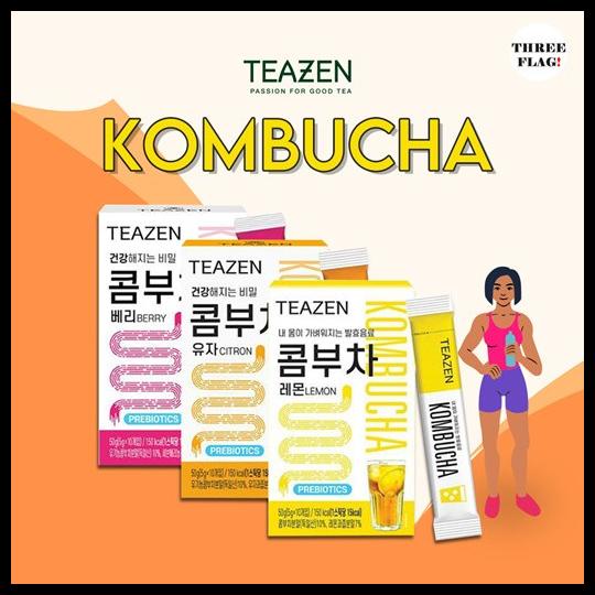 

DISKON TERBATAS !!! TEAZEN KOMBUCHA DETOX DRINK 15 KALORI 1BOX 10PCS LEMON/BERRY/CITRON TERLARIS