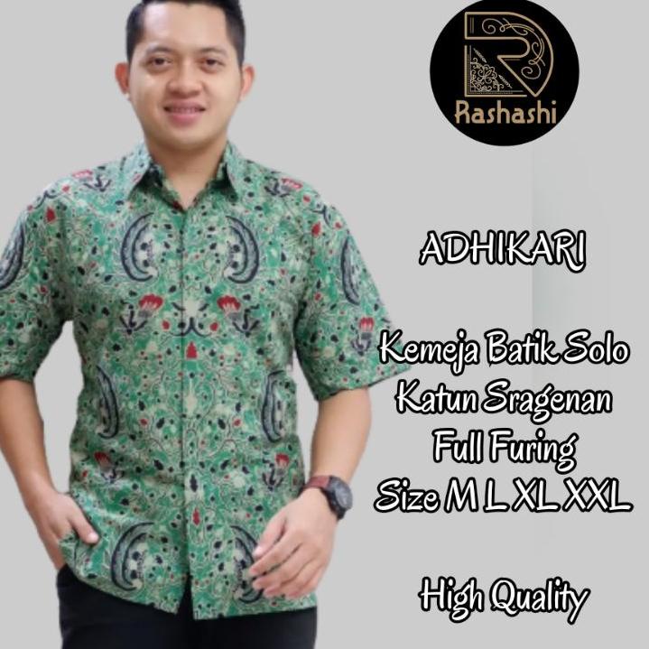 Paling Dicari.. Kemeja Batik pria lengan panjang pendek full furing warna hijau modern batik solo ko