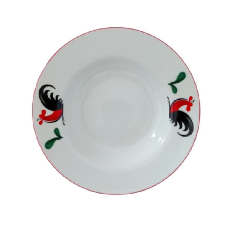 PIRING LONTONG KERAMIK 8" MOTIF AYAM JAGO KUKURUYUK / PIRING UNIK MOTIF LUCU