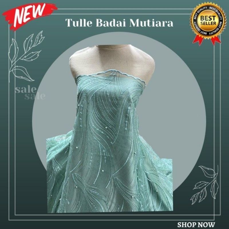 Promo 12.12 Sale Kain Tile Mutiara Motif Tulle Badai Mutiara. Brokat Brukat Tille Mutiara. Burkat Br