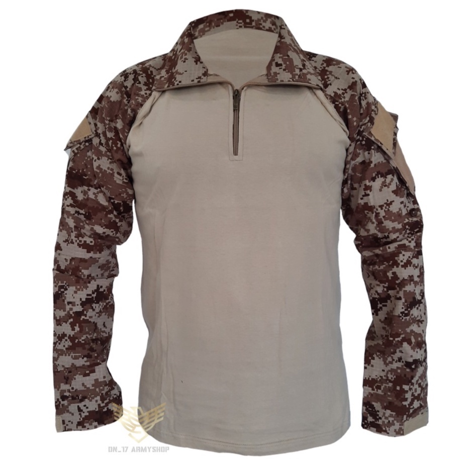 Kaos BDU Loreng Gurun combat shirt desert/digital krem panjang cotton ripstop