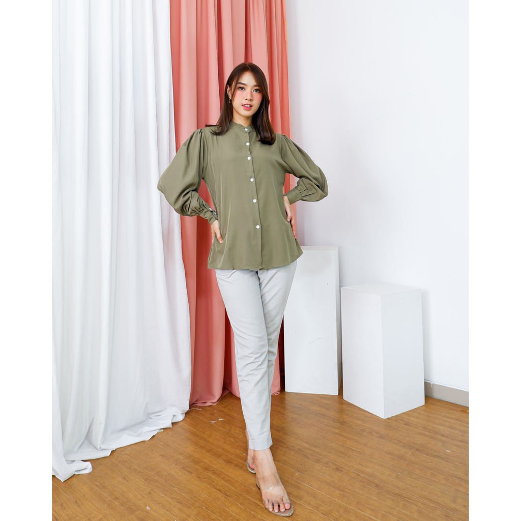 WANITA FASHION PEGGYA ATASAN KEMEJA WANITA BLOUSE-5