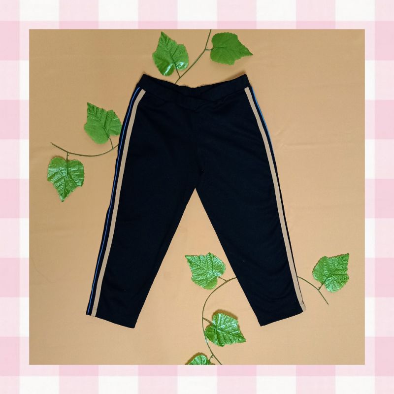 Celana olahraga / senam / jogging legging sweatpants wanita warna hitam bahan tebal tidak tembus pan