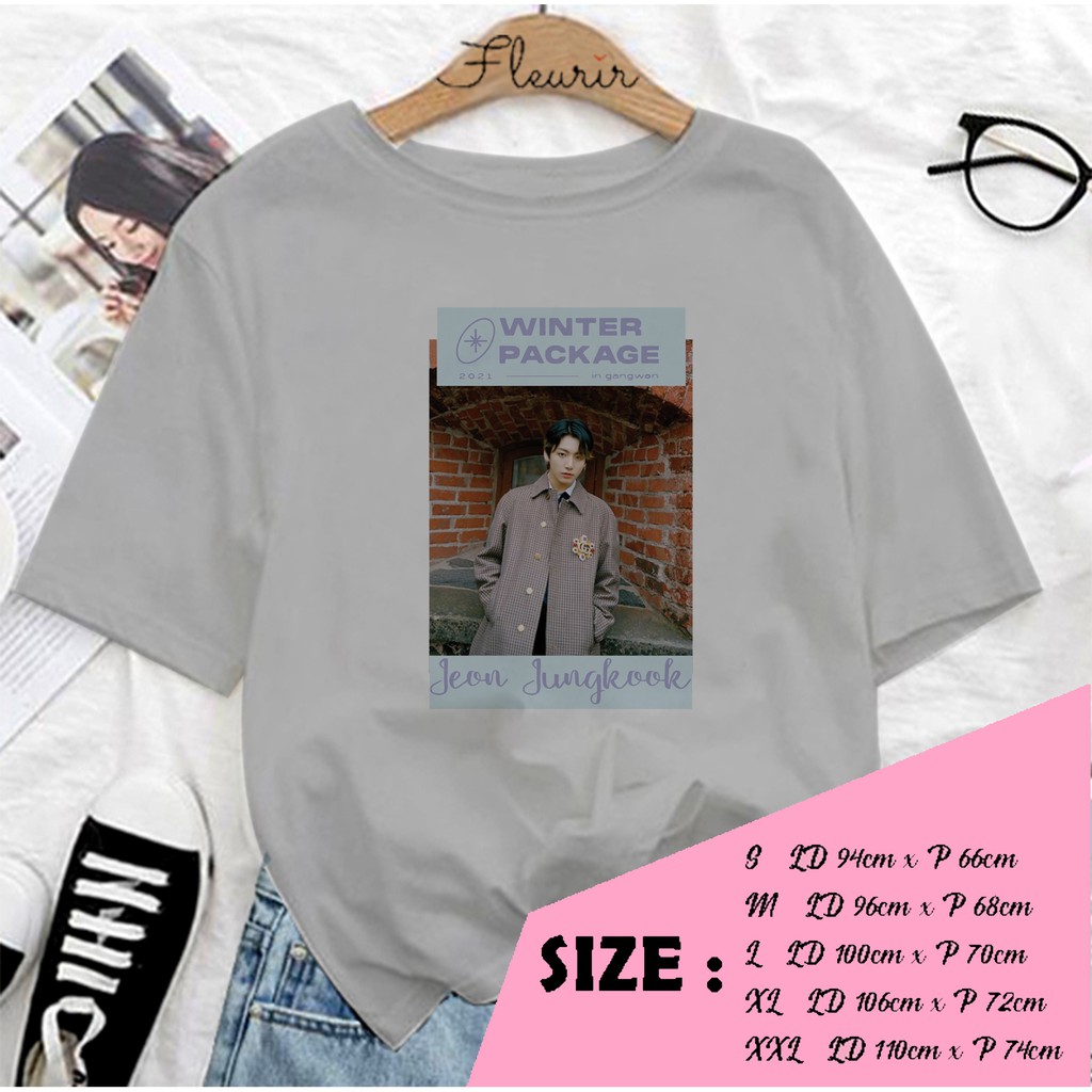 FLEURIR - KAOS OVERSIZE  JUNGKOOK WINTER KATUN KAOS WANITA DEWASA TUMBLR TEE UNISEX JUMBO