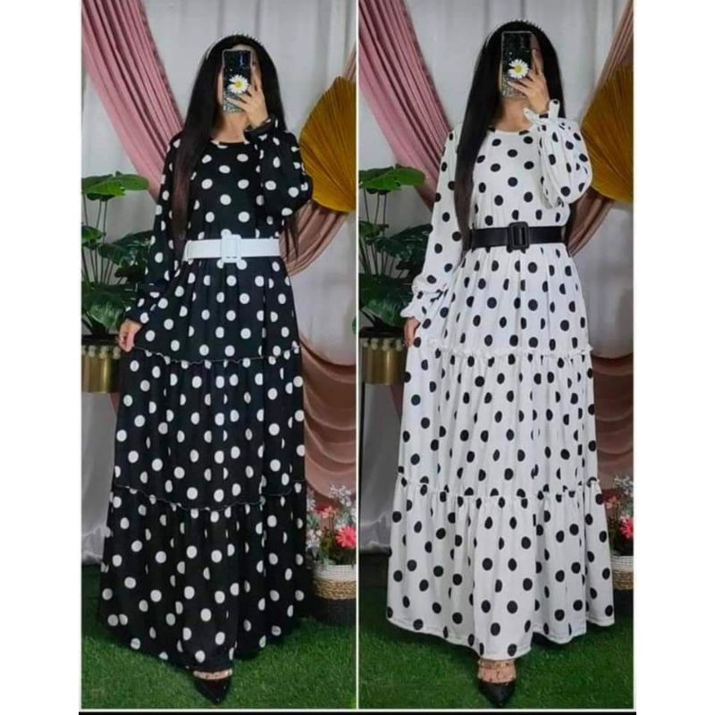 GAMIS POLKA FREE GESPER BAHAN ADEM BANGET BUND..