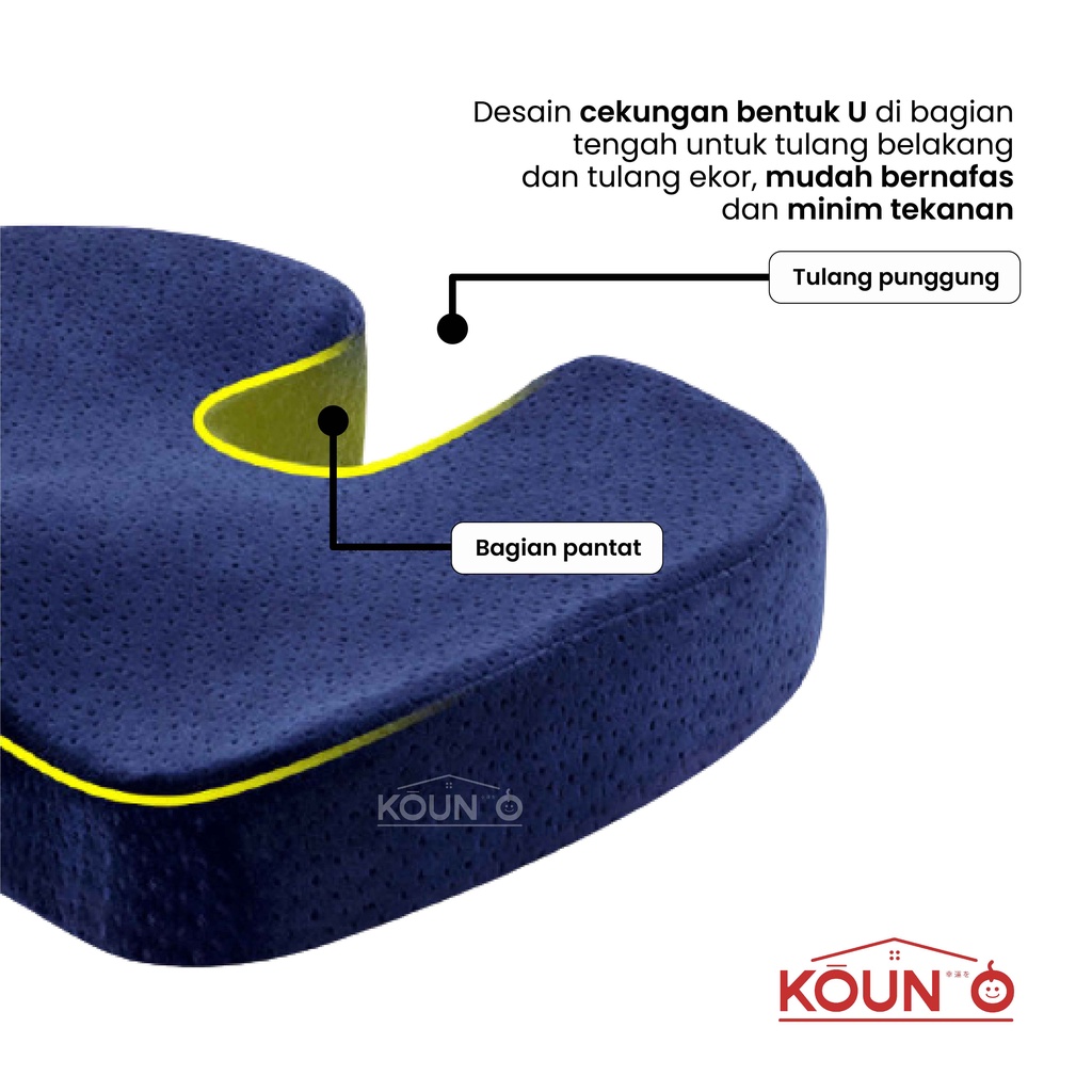 Bantal Alas Duduk Kursi Memory Foam Alas Kursi Kayu Bantal Kursi Kantor Kerja Alas Duduk Jok Mobil Bantal Terapi Nyeri Tulang Ekor Kesehatan Empuk Nyaman Original