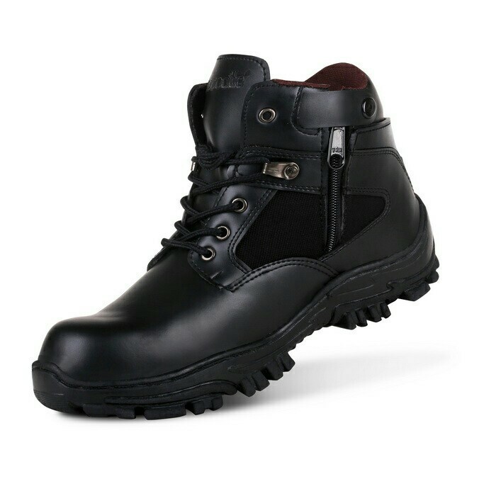 Sepatu Safety Boots Pria BITE Sleting Hitam Coklat Cream Ujung Besi Hiking Gunung Proyek Touring