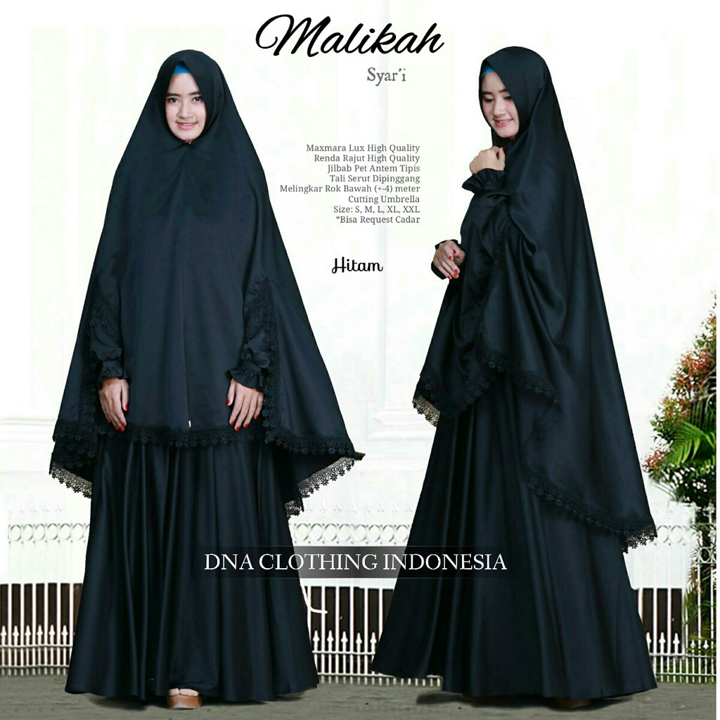 HIJABBSTORY Malikah Syari Hitam |850Gr104/140 Allsize Gamis Syari Maxmara HQ Eksklusif Busui Antem O