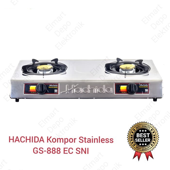 Hachida kompor gas 2 tungku GS 888 EC kompor stainless steel