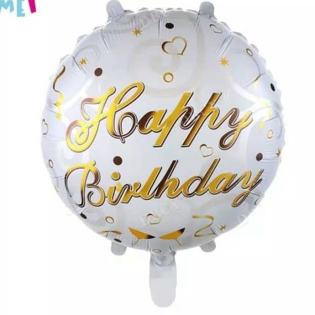 Balon Foil Happy Birthday Putih Gold/ Balon HBD

size 45 cm