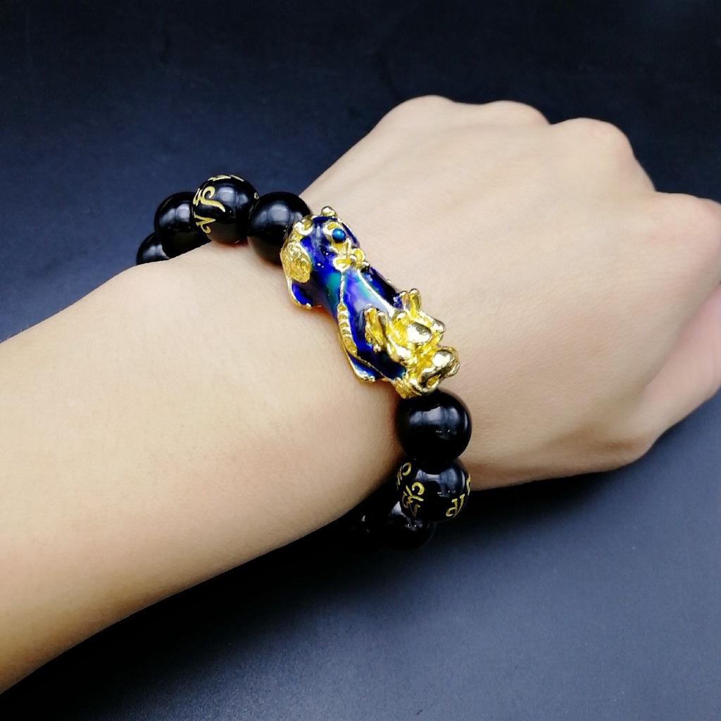 Unisex  Feng Shui Black Obsidian Beads Bracelet / Wealth and Good Luck Bracelet