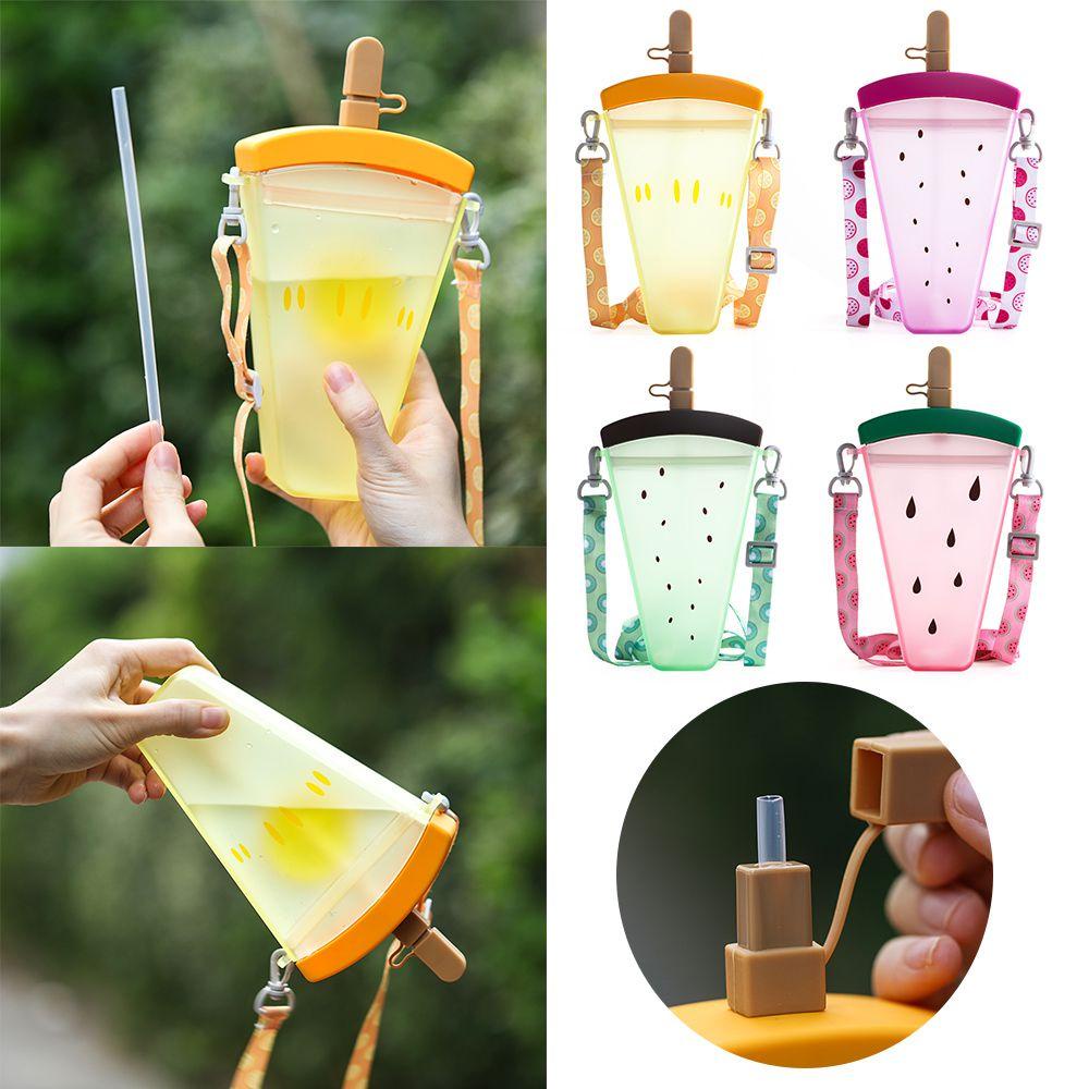 R-FLOWER Gelas Es Loli 320ML Portable Kawaii Ice Cream Drinkware Aksesoris Dapur Dengan Tali Drinking Cup