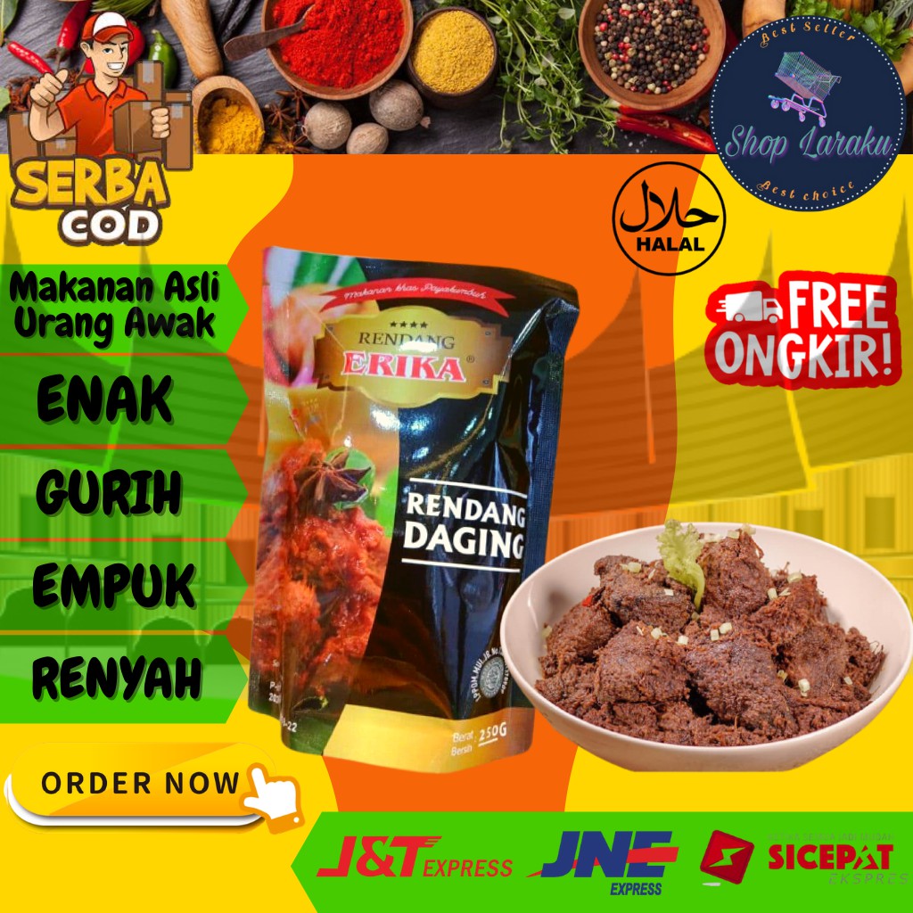 

Rendang Daging Sapi Basah Erika Makanan Khas Minang Asli Payakumbuh Randang Padang Enak Nikmat 250gr