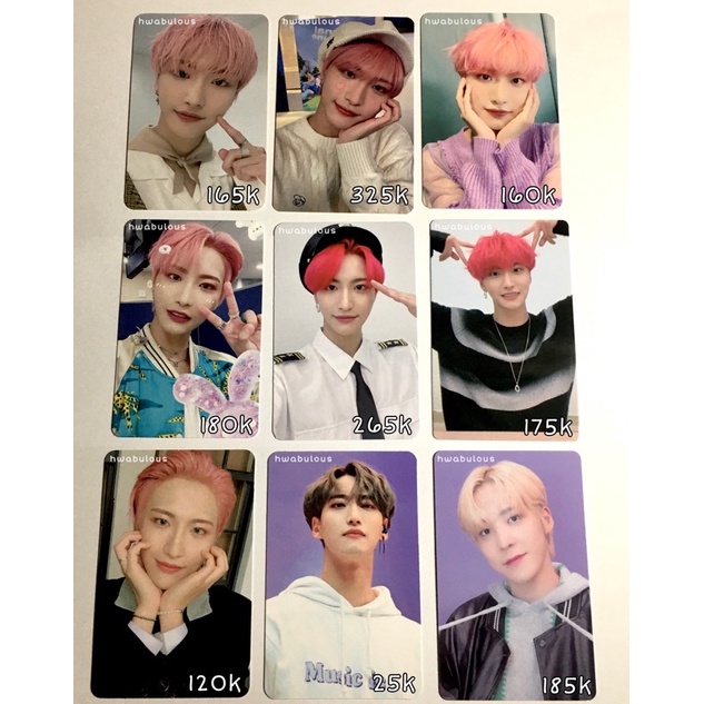 ateez seonghwa photocards - everline epilogue, sw atiny pick, makestar 3.0 chibi, ww filter, mmt job