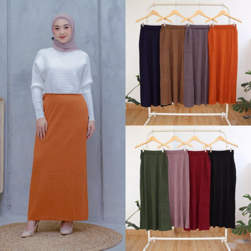 (BISA COD) ROK SPAN RAJUT KNIT PREMIUM (TEBAL/TIDAK NERAWANG)