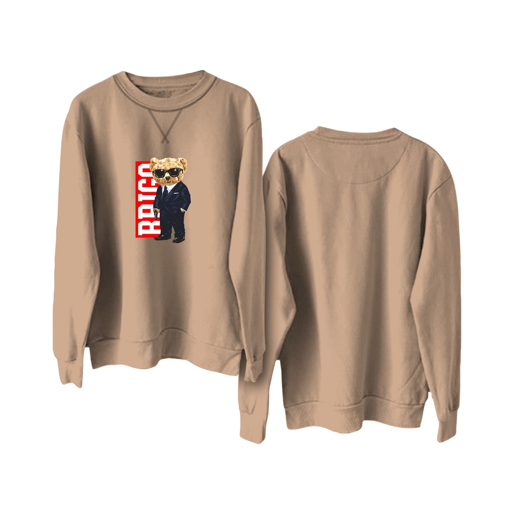 Sweater Crewneck BRIGO Sablon DTF Fleece Cotton || BRIGO Basic Sweatshirt Mapia beruang M-XXL (Pria &amp; Wanita) Free stiker&amp;Gantungan Kunci