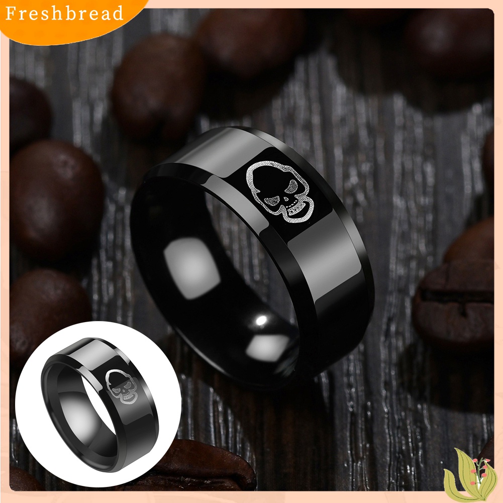 [TERLARIS]Fashion Stainless Steel Finger Ring Men Skull Print Party Club Band Jewelry Gift