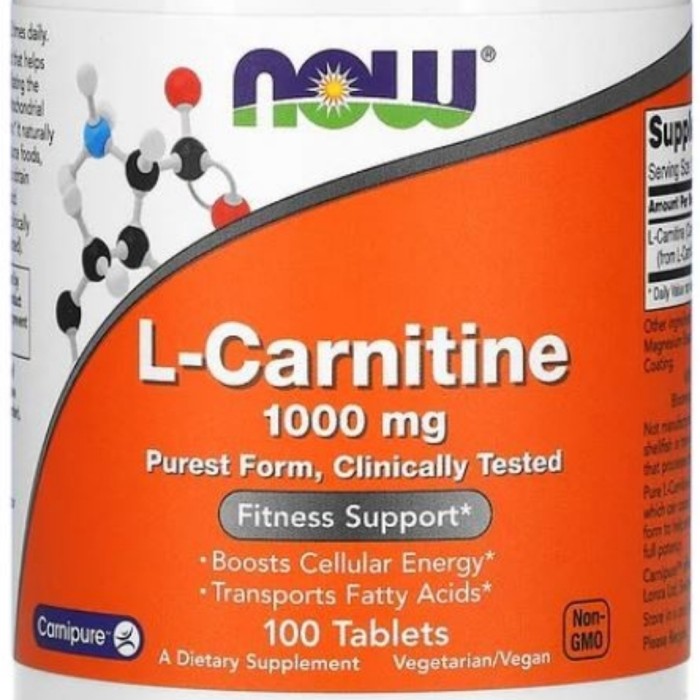 Now Foods L-Carnitine 1000mg 100 Tab Sup Fitness Bakar Lemak Tubuh USA