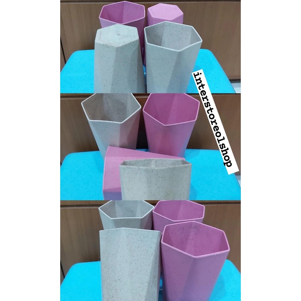 [ITROLSP] Gelas Jerami Gandum Segi Enam Dan Bulat / Cangkir Mug Berkualitas BPA Free Multifungsi