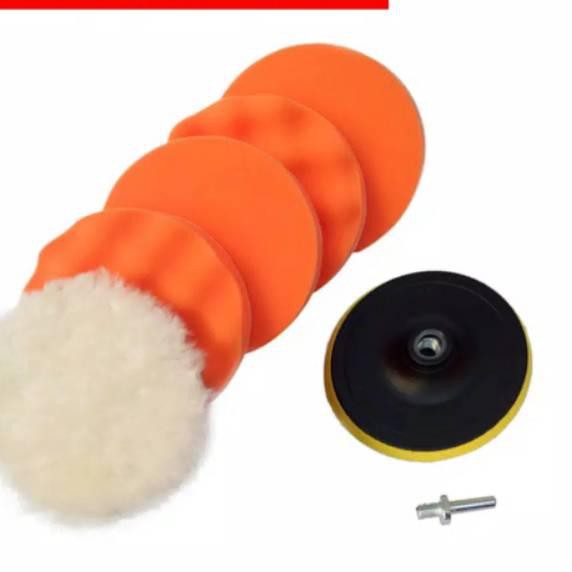 HNJⓃ Paket Poles Polish Polishing Polisher Pad Velcro Spon Busa Mesin Bor Gerinda Body Mobil Motor K