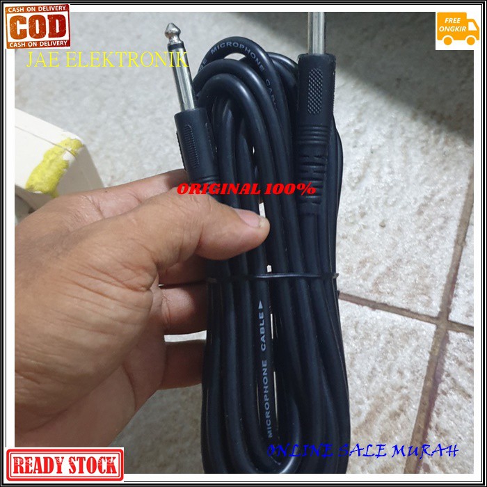 G510 Kabel GITAR mic 5 meter ORIGINAL G510 jack akay akai guitar Bass Keyboard mic wireles receiver jek akai jack konektor adapter converter konverter splitter universal sambungan penyambung male multi G510  6,5 mm  Low Noise Walaupun di Gain yang tinggi.