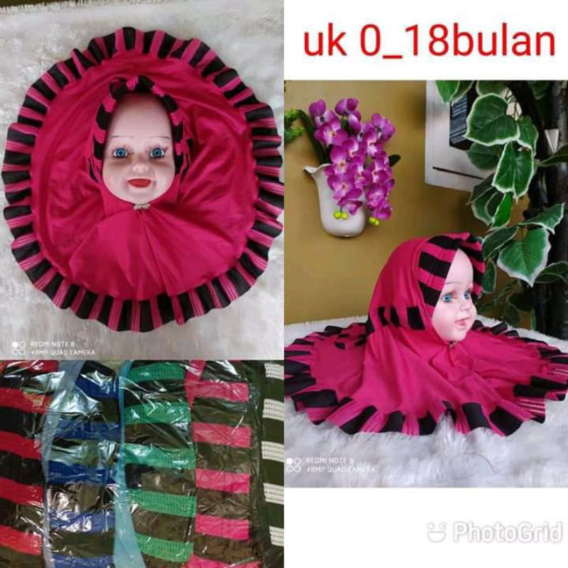 Hijab baby anak kids 2 in 1 topi turban pita salur